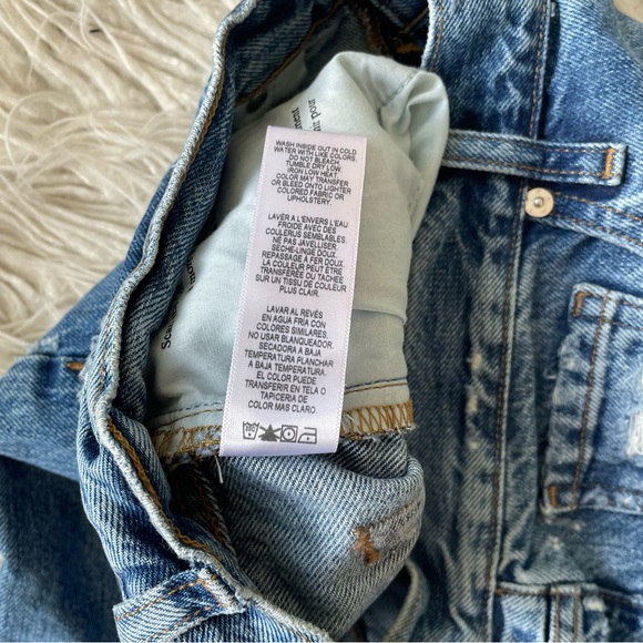 Frame Denim Le Slouch Bermuda Riverrun Blue High Rise Distressed Jean Shorts 29 - Picture 9 of 10